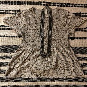 Animal print baby doll blouse